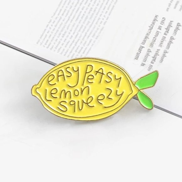 *50% OFF! Easy Peasy Lemon Squeezy pin enamel pinback lemons lime fruit flair - Picture 3 of 4
